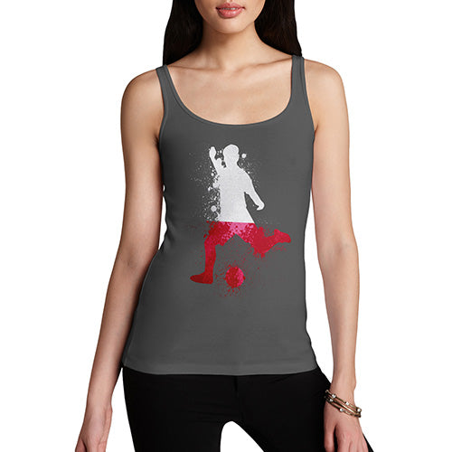 Funny Tank Tops For Women Football Soccer Silhouette Poland Women's Tank Top X-Large Dark Grey