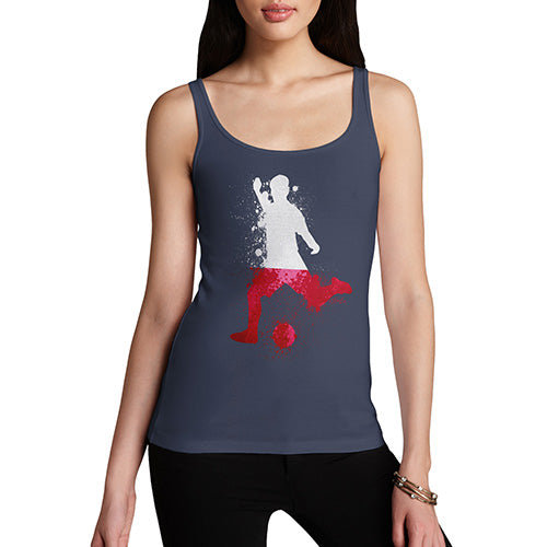 Womens Novelty Tank Top Football Soccer Silhouette Poland Women's Tank Top Medium Navy