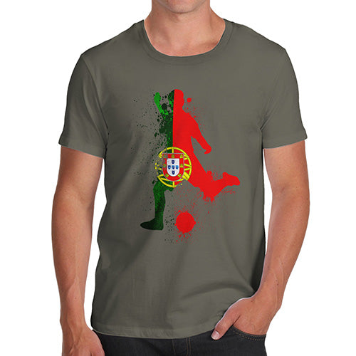 Funny Gifts For Men Football Soccer Silhouette Portugal Men's T-Shirt X-Large Khaki