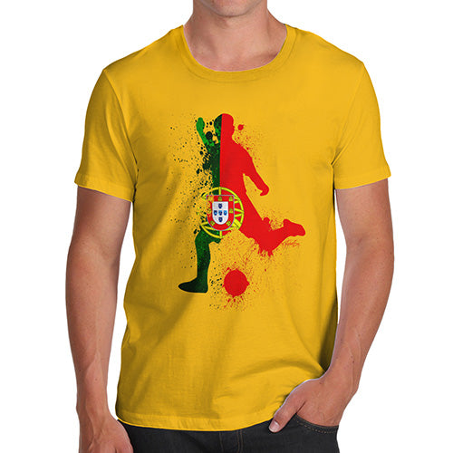 Funny Mens T Shirts Football Soccer Silhouette Portugal Men's T-Shirt Small Yellow