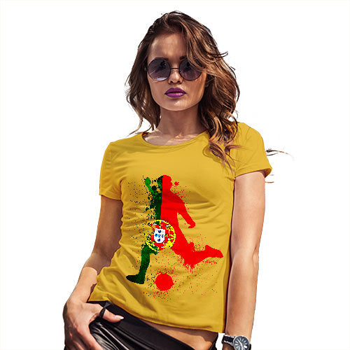 Womens Funny Tshirts Football Soccer Silhouette Portugal Women's T-Shirt Medium Yellow