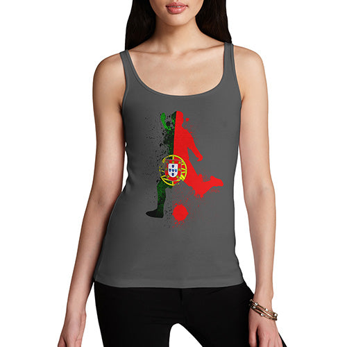 Funny Tank Top For Mom Football Soccer Silhouette Portugal Women's Tank Top Small Dark Grey