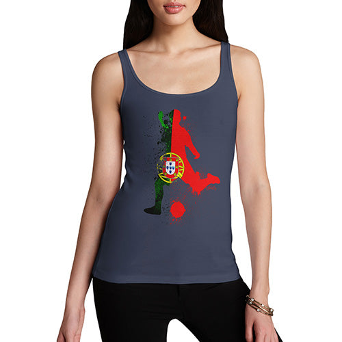 Womens Novelty Tank Top Football Soccer Silhouette Portugal Women's Tank Top X-Large Navy