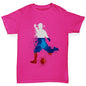 Girls Funny T Shirt Football Soccer Silhouette Russia Girl's T-Shirt Age 9-11 Pink