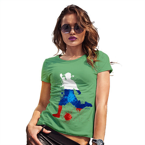 Womens Funny T Shirts Football Soccer Silhouette Russia Women's T-Shirt X-Large Green