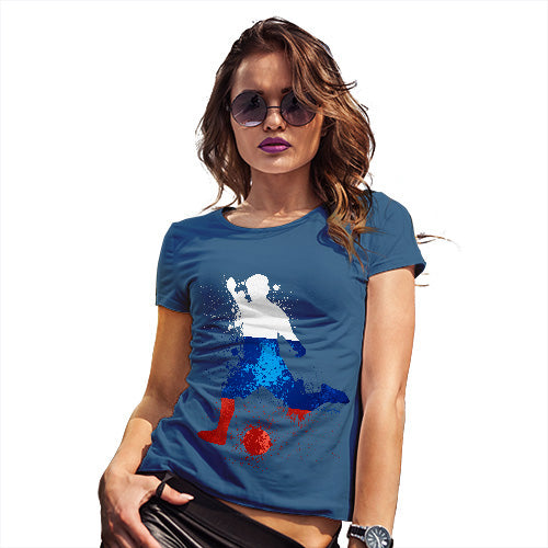 Womens Novelty T Shirt Christmas Football Soccer Silhouette Russia Women's T-Shirt Large Royal Blue