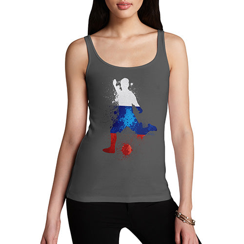 Funny Tank Top For Mom Football Soccer Silhouette Russia Women's Tank Top Small Dark Grey