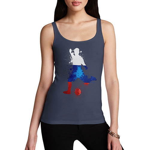 Funny Tank Top For Mum Football Soccer Silhouette Russia Women's Tank Top Small Navy
