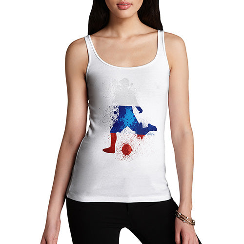 Funny Tank Tops For Women Football Soccer Silhouette Russia Women's Tank Top Small White