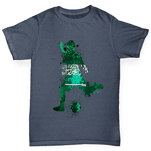 Boys novelty t shirts Football Soccer Silhouette Saudi Arabia Boy's T-Shirt Age 3-4 Dark Grey