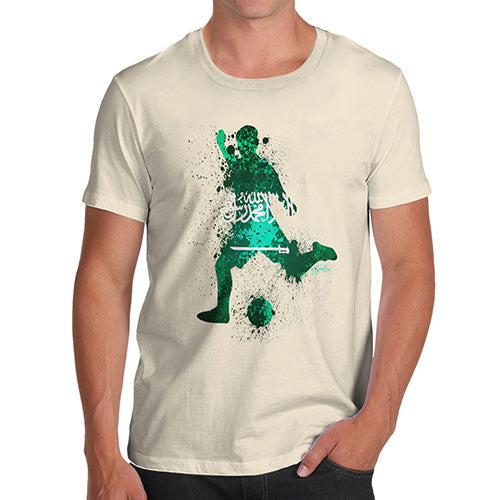 Novelty T Shirts For Dad Football Soccer Silhouette Saudi Arabia Men's T-Shirt Large Natural