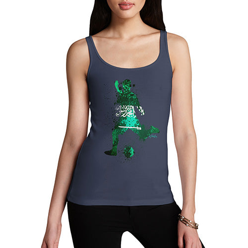 Womens Funny Tank Top Football Soccer Silhouette Saudi Arabia Women's Tank Top Small Navy