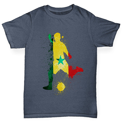 Boys funny tee shirts Football Soccer Silhouette Senegal Boy's T-Shirt Age 3-4 Dark Grey