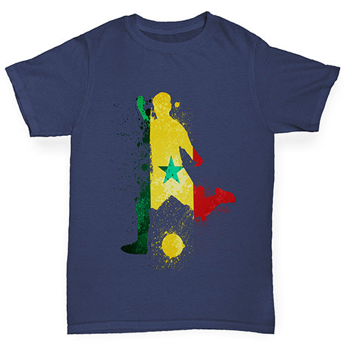 Boys funny tee shirts Football Soccer Silhouette Senegal Boy's T-Shirt Age 3-4 Navy