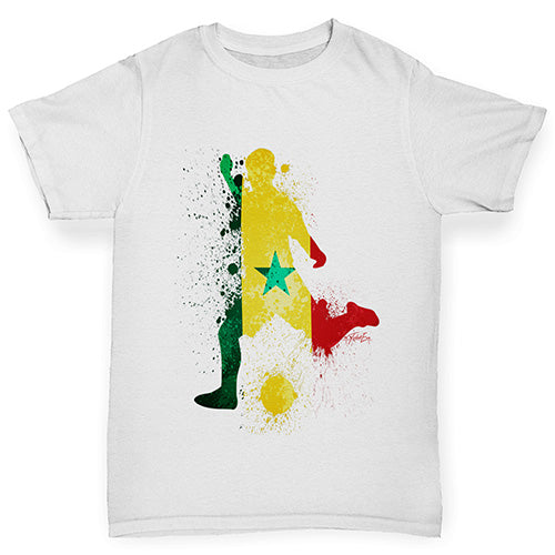 Boys novelty tees Football Soccer Silhouette Senegal Boy's T-Shirt Age 5-6 White