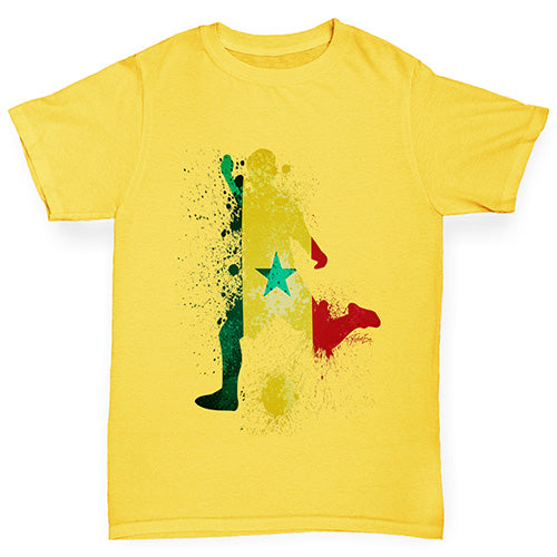 Boys novelty t shirts Football Soccer Silhouette Senegal Boy's T-Shirt Age 5-6 Yellow