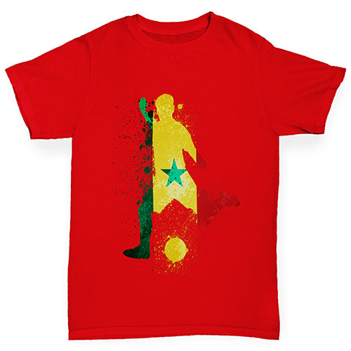 funny t shirts for girls Football Soccer Silhouette Senegal Girl's T-Shirt Age 3-4 Red