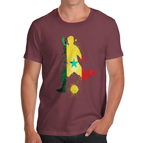 Funny T-Shirts For Men Football Soccer Silhouette Senegal Men's T-Shirt X-Large Burgundy