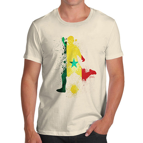 Funny T-Shirts For Guys Football Soccer Silhouette Senegal Men's T-Shirt Medium Natural