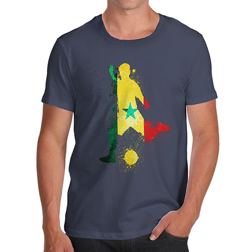 Novelty Tshirts Men Funny Football Soccer Silhouette Senegal Men's T-Shirt Medium Navy