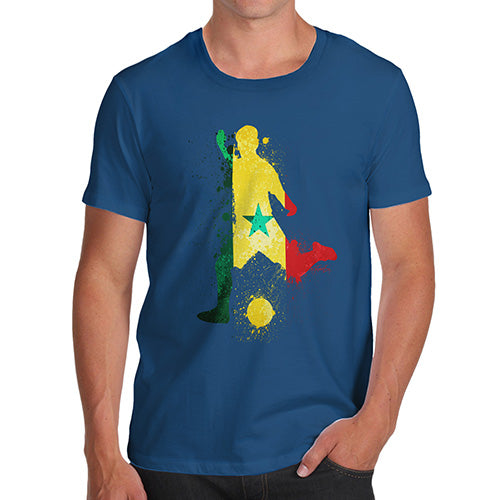 Funny T Shirts For Dad Football Soccer Silhouette Senegal Men's T-Shirt X-Large Royal Blue