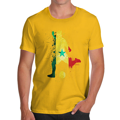 Mens Novelty T Shirt Christmas Football Soccer Silhouette Senegal Men's T-Shirt Small Yellow