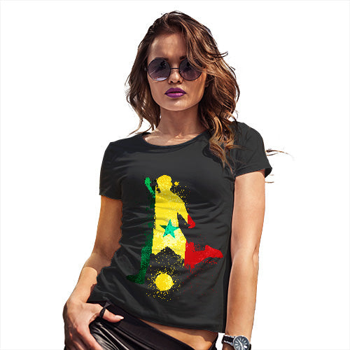 Novelty Tshirts Women Football Soccer Silhouette Senegal Women's T-Shirt Large Black