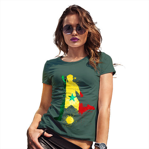Funny T-Shirts For Women Sarcasm Football Soccer Silhouette Senegal Women's T-Shirt X-Large Bottle Green