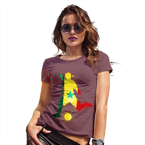Funny T Shirts For Mom Football Soccer Silhouette Senegal Women's T-Shirt Small Burgundy