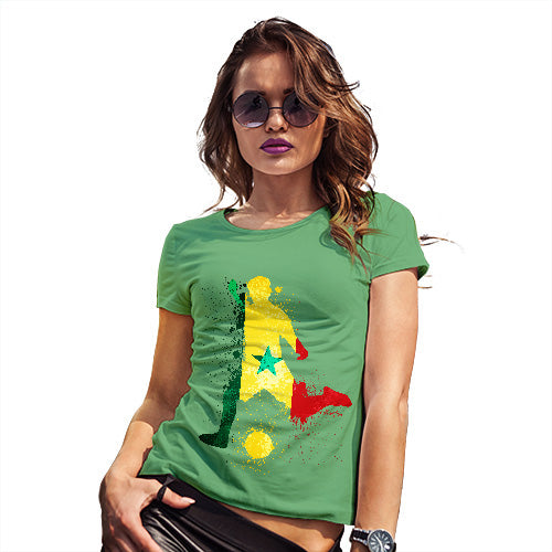 Womens Funny Sarcasm T Shirt Football Soccer Silhouette Senegal Women's T-Shirt Small Green
