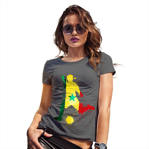 Funny Gifts For Women Football Soccer Silhouette Senegal Women's T-Shirt Small Dark Grey