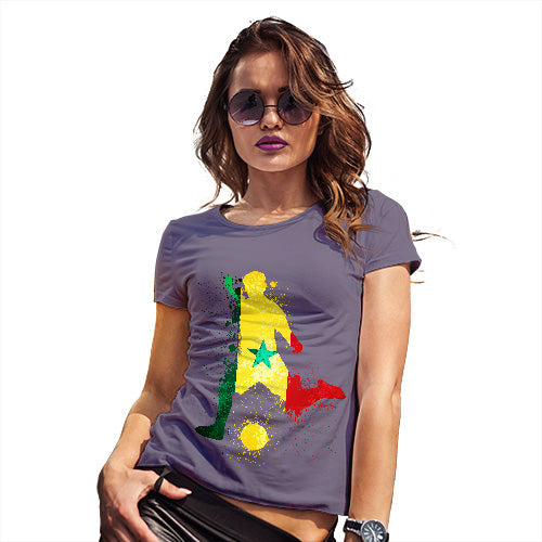 Funny T Shirts For Women Football Soccer Silhouette Senegal Women's T-Shirt X-Large Plum
