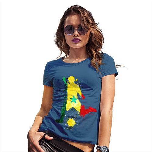 Funny T Shirts For Mum Football Soccer Silhouette Senegal Women's T-Shirt Small Royal Blue
