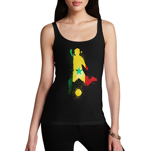 Funny Gifts For Women Football Soccer Silhouette Senegal Women's Tank Top Large Black