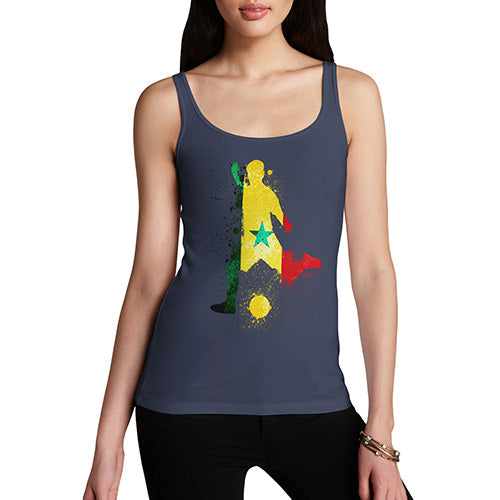 Funny Tank Top For Mum Football Soccer Silhouette Senegal Women's Tank Top Large Navy