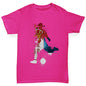 funny t shirts for girls Football Soccer Silhouette Serbia Girl's T-Shirt Age 5-6 Pink