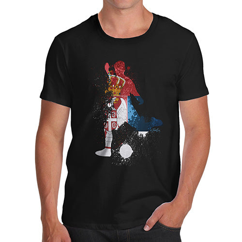 Novelty Tshirts Men Funny Football Soccer Silhouette Serbia Men's T-Shirt Small Black