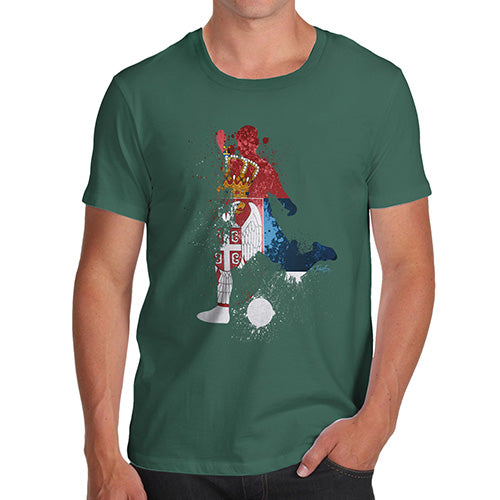 Funny T Shirts For Men Football Soccer Silhouette Serbia Men's T-Shirt Medium Bottle Green