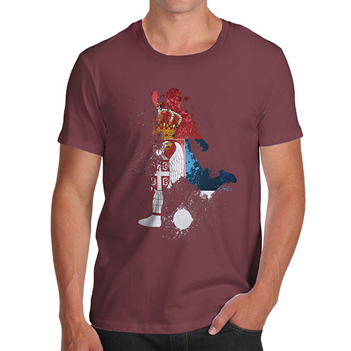 Novelty Tshirts Men Football Soccer Silhouette Serbia Men's T-Shirt Large Burgundy