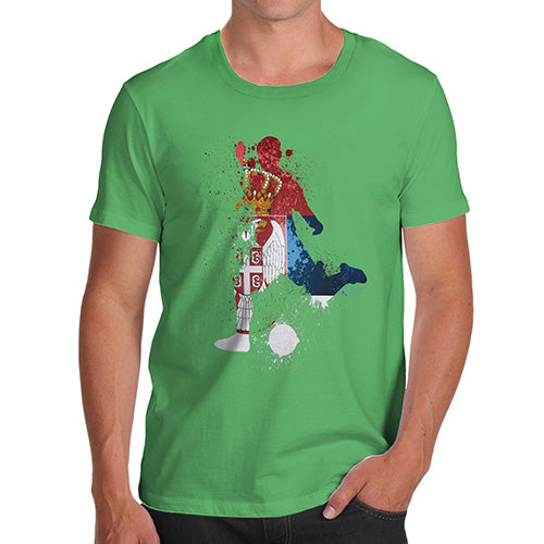 Funny T-Shirts For Men Football Soccer Silhouette Serbia Men's T-Shirt Small Green