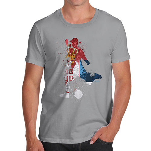 Novelty T Shirts For Dad Football Soccer Silhouette Serbia Men's T-Shirt Medium Light Grey