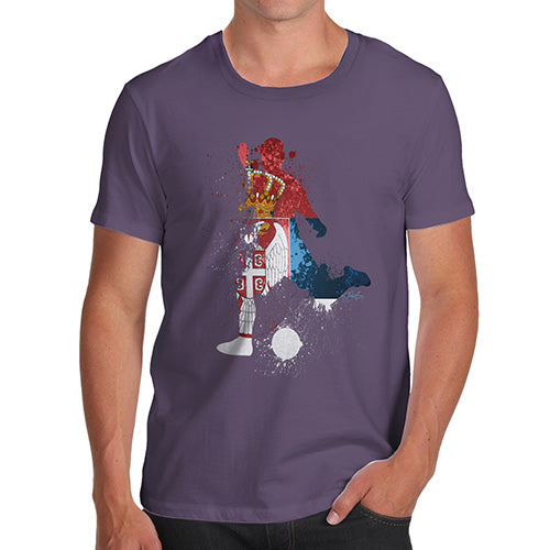 Mens Novelty T Shirt Christmas Football Soccer Silhouette Serbia Men's T-Shirt Medium Plum