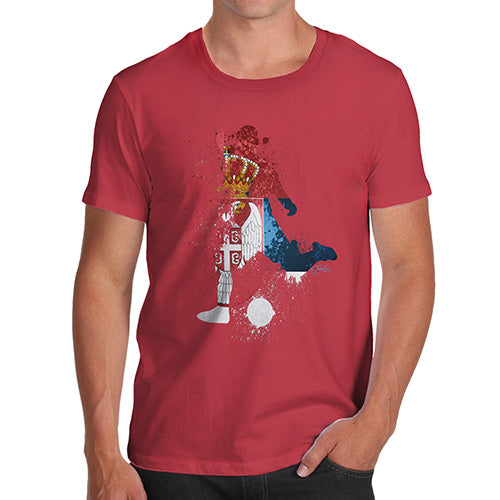 Novelty Tshirts Men Funny Football Soccer Silhouette Serbia Men's T-Shirt X-Large Red