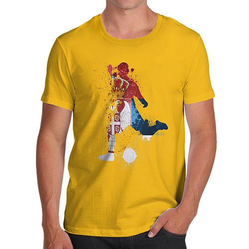 Novelty T Shirts For Dad Football Soccer Silhouette Serbia Men's T-Shirt Small Yellow