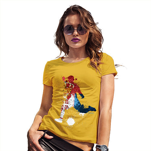 Funny Tshirts For Women Football Soccer Silhouette Serbia Women's T-Shirt Medium Yellow