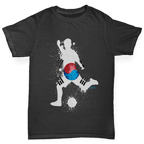 Boys Funny T Shirt Football Soccer Silhouette South Korea Boy's T-Shirt Age 5-6 Black