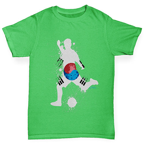 funny t shirts for boys Football Soccer Silhouette South Korea Boy's T-Shirt Age 7-8 Green