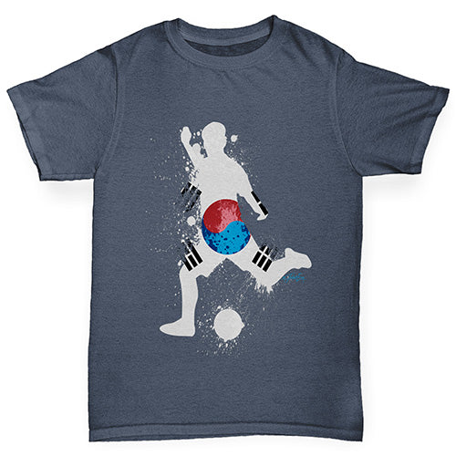 Boys Funny T Shirt Football Soccer Silhouette South Korea Boy's T-Shirt Age 7-8 Dark Grey