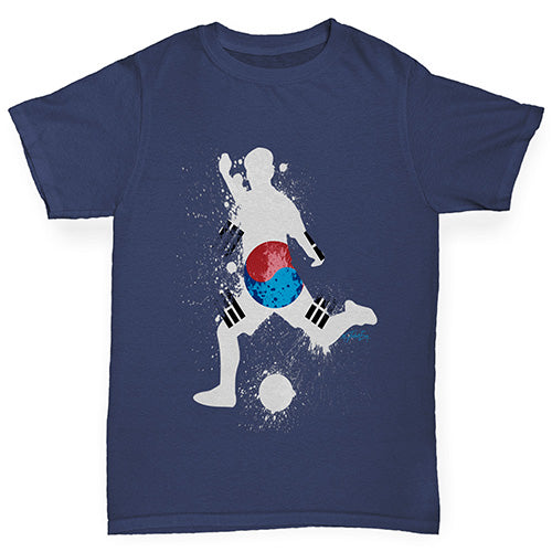 Kids Funny Tshirts Football Soccer Silhouette South Korea Boy's T-Shirt Age 9-11 Navy