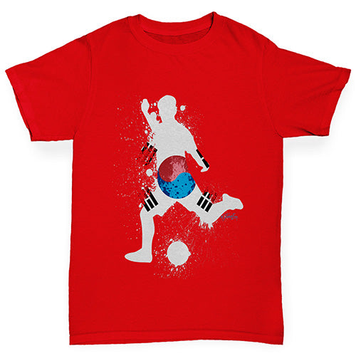 Boys novelty tees Football Soccer Silhouette South Korea Boy's T-Shirt Age 12-14 Red